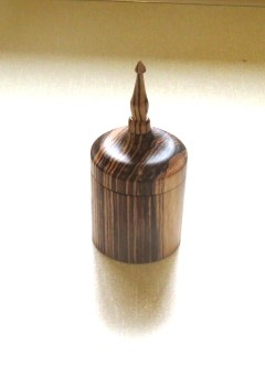 This lidded zebrano box won a commended certificate for Geoff Christie